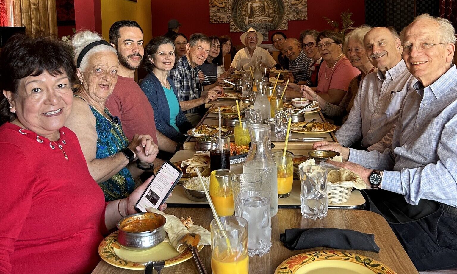 Spanish interest group eating a meal